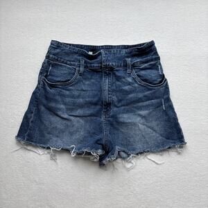 Kut From The Kloth Womens Size 12 Jean Shorts Juniper Raw Edge Hem Distressed